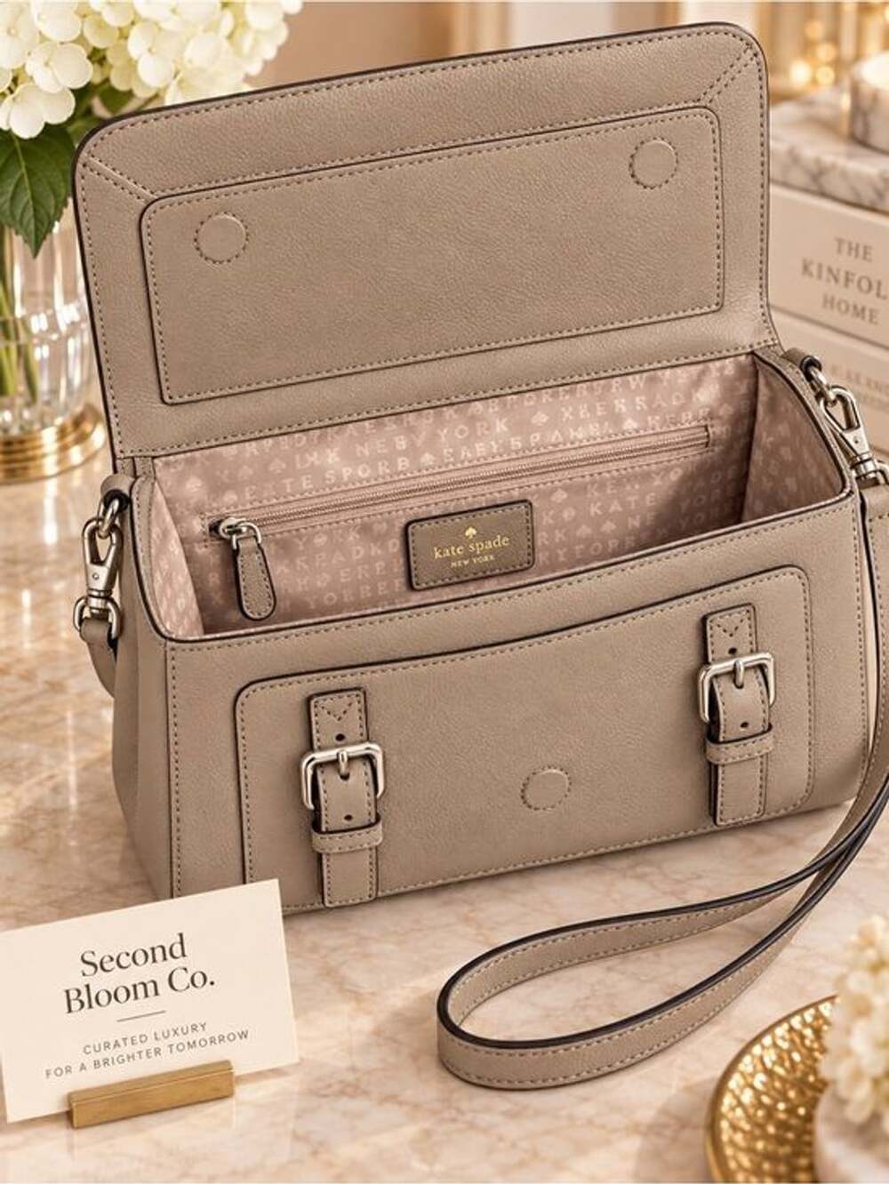 Kate Spade New York Taupe Leather Crossbody Purse ⭐️ - Picture 5 of 7